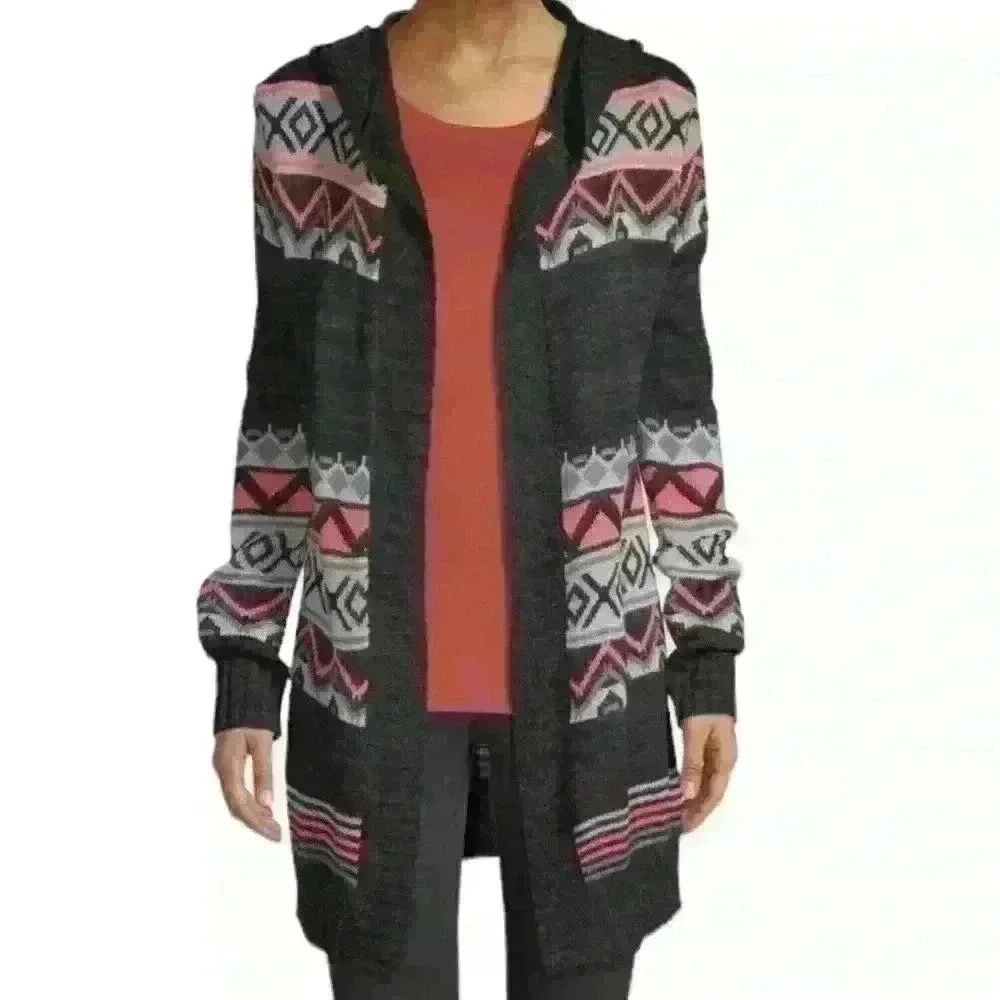 No Boundaries long open cardigan with hood women’s size XS